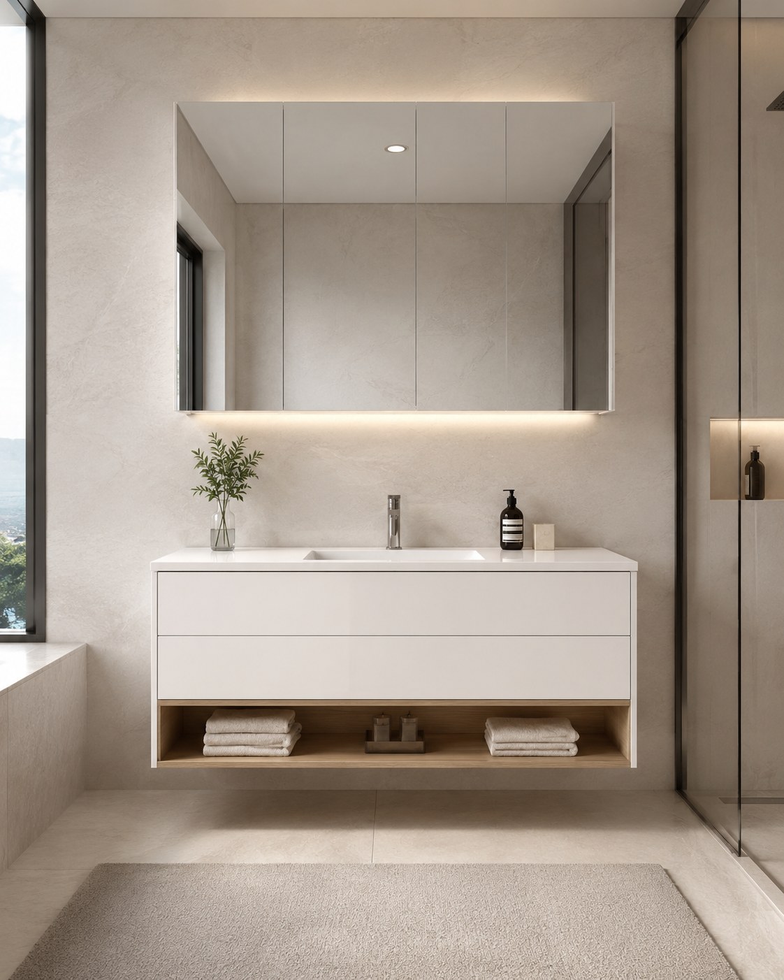 Gloss White Shelf Vanity