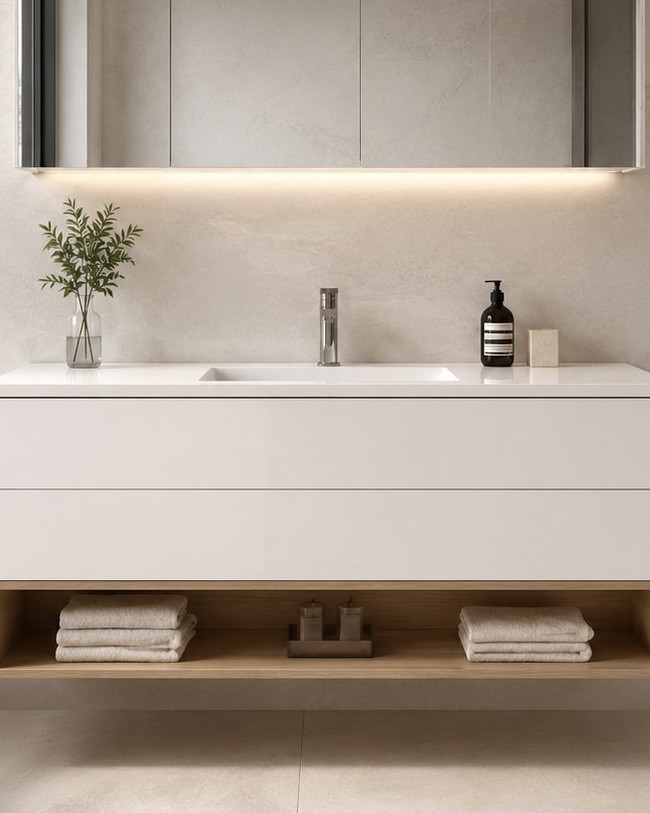 Gloss White Shelf Vanity photo 2